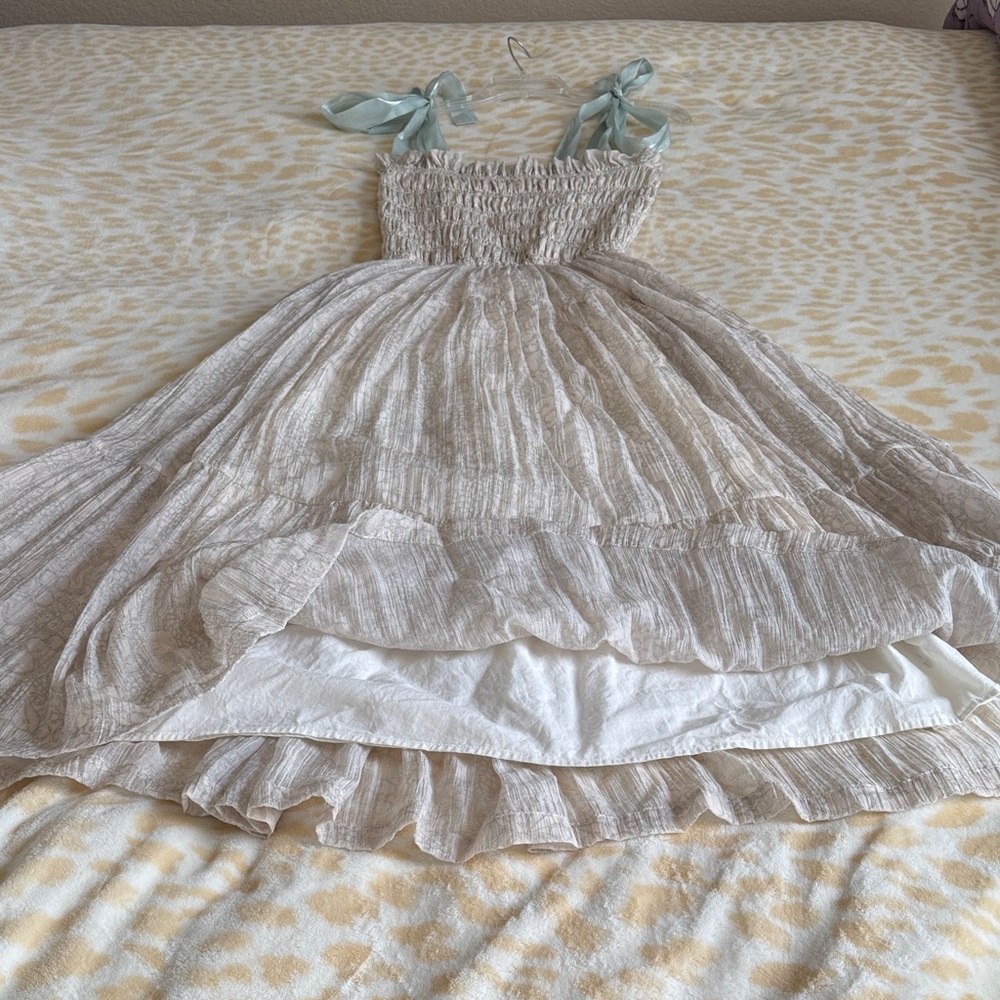 En Saison Cream Maxi Dress with Pale Blue Tie Straps - Picture 2 of 6